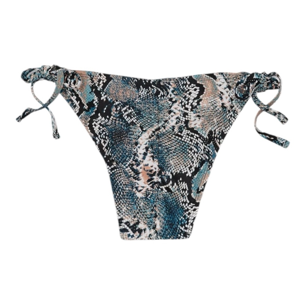 Shade & Shore Women's Side-Tie Cheeky Bikini Bottom Blue Snake Print Sz L(12-14) - Picture 4 of 7